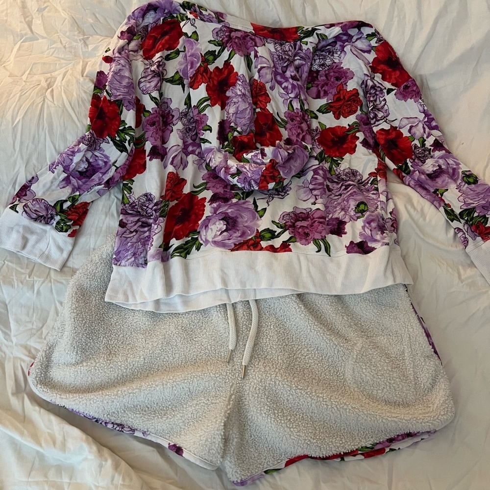 Victoria's Secret Floral Pajama Set - Red, Purple, White